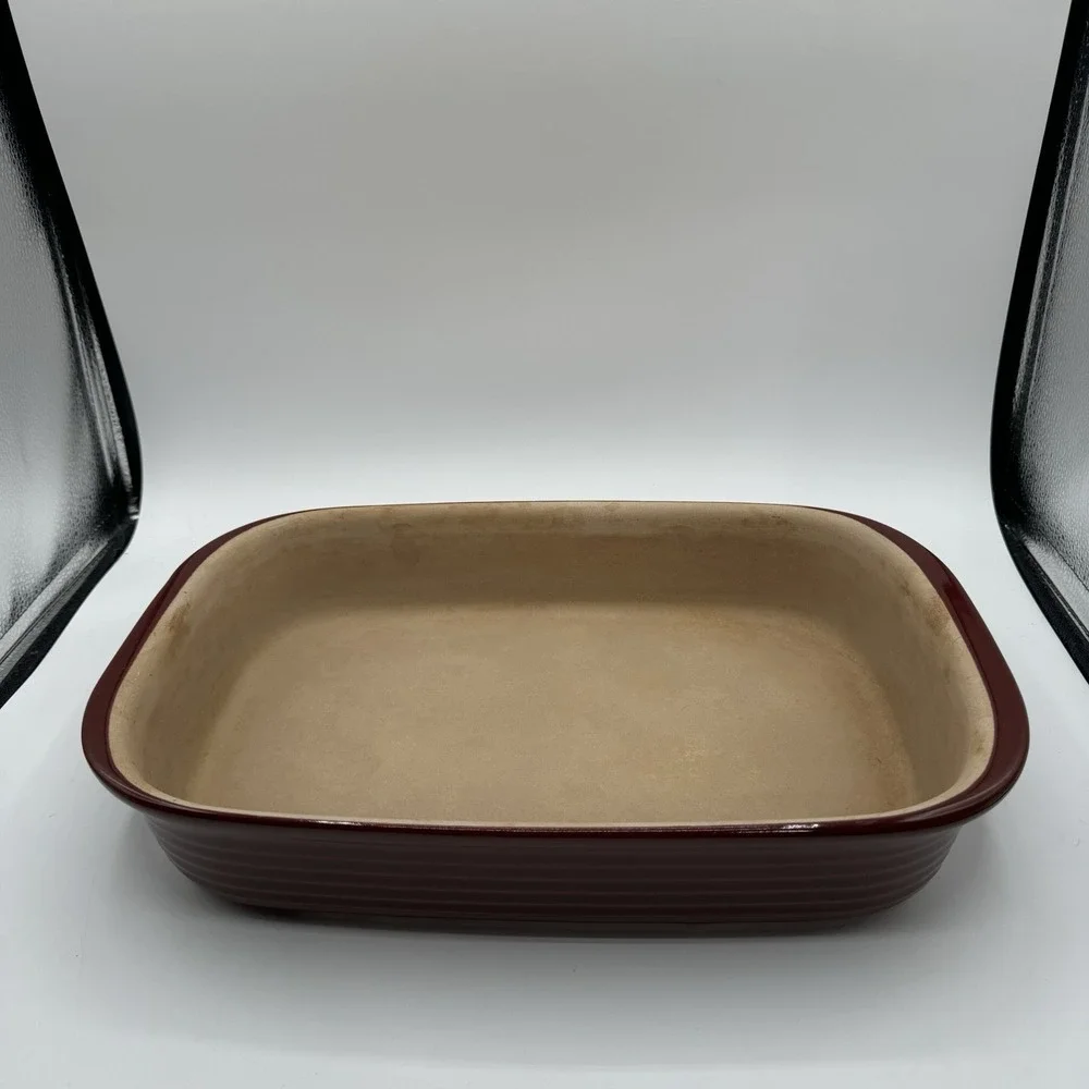 Pampered Chef 1338 Cranberry 9x13 New Traditions Baker Stoneware Seasoned Stone